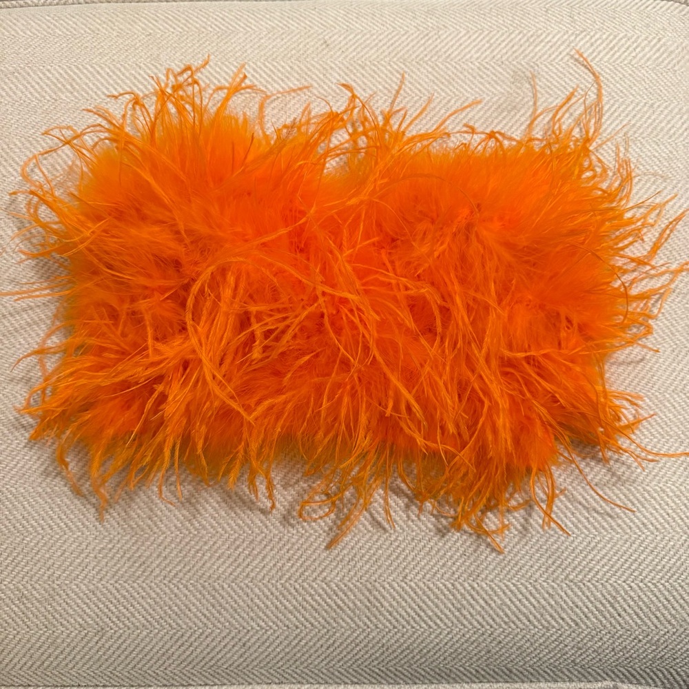 Fashion Nova Orange Feather Crop Top Size XS - Picture 3 of 8